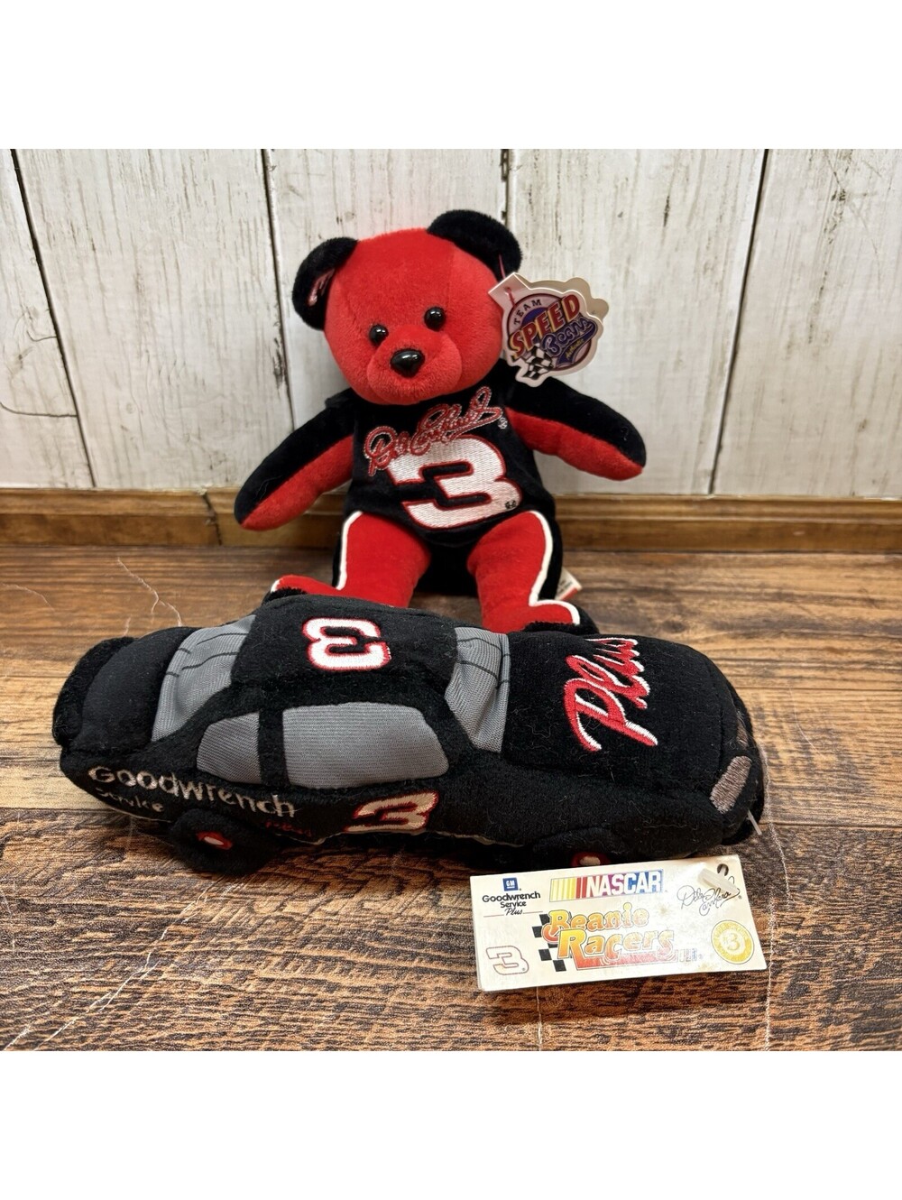 Vintage Speed Bears & Beanie Racers Dale Earnhardt Sr #3 NASCAR Plush Lot of 2